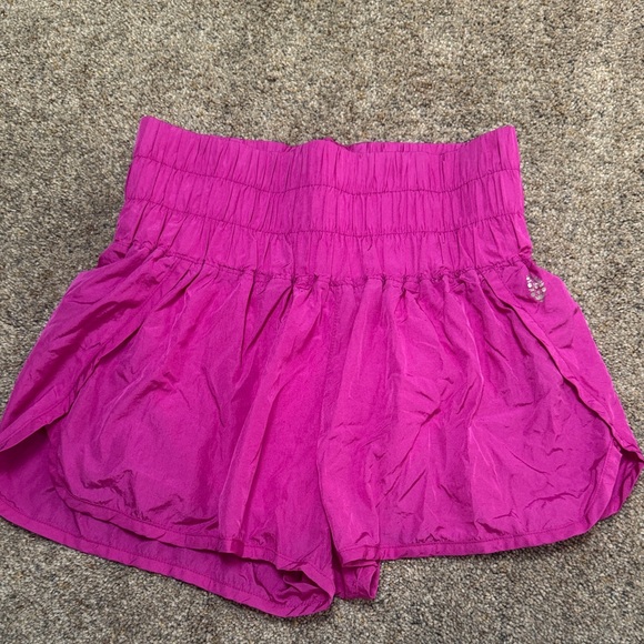 FP Movement by Free People Pants - FP Movement by Free People High-Waist Smocked Hot Pink Shorts
